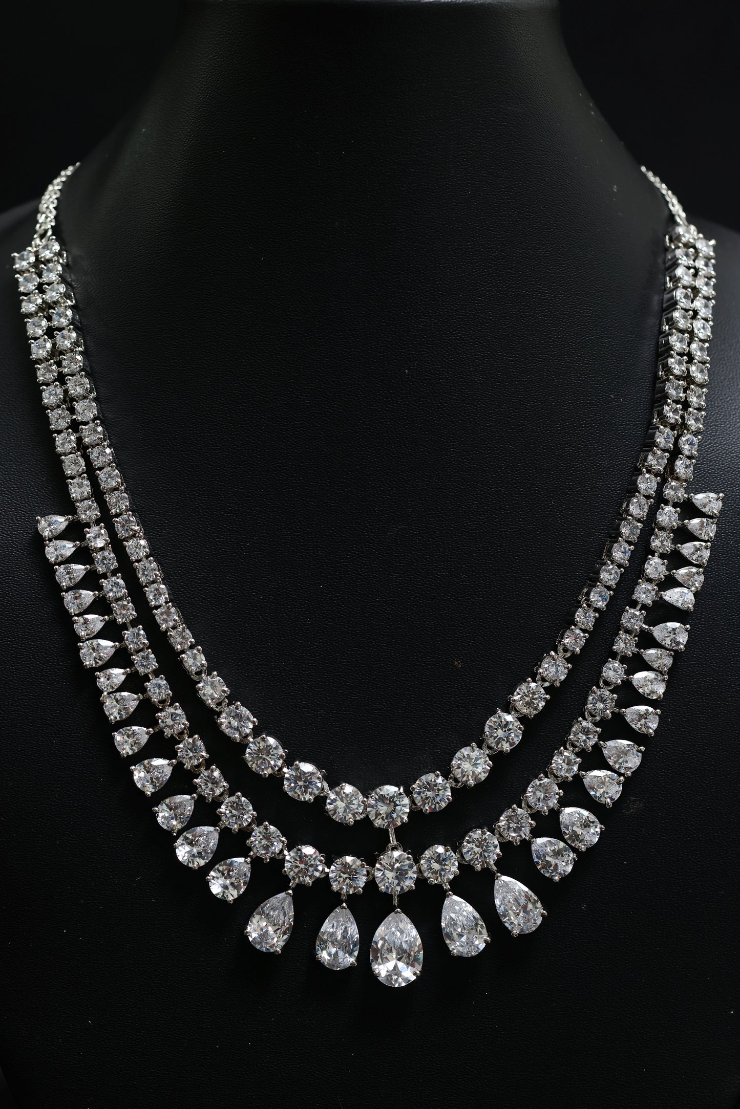 designer multi strand diamond necklace set