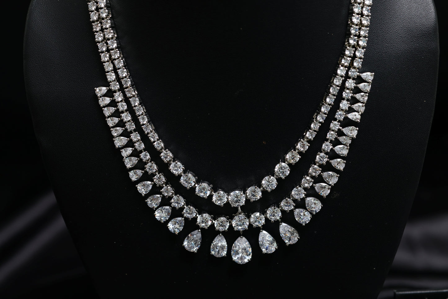 designer multi strand diamond necklace set