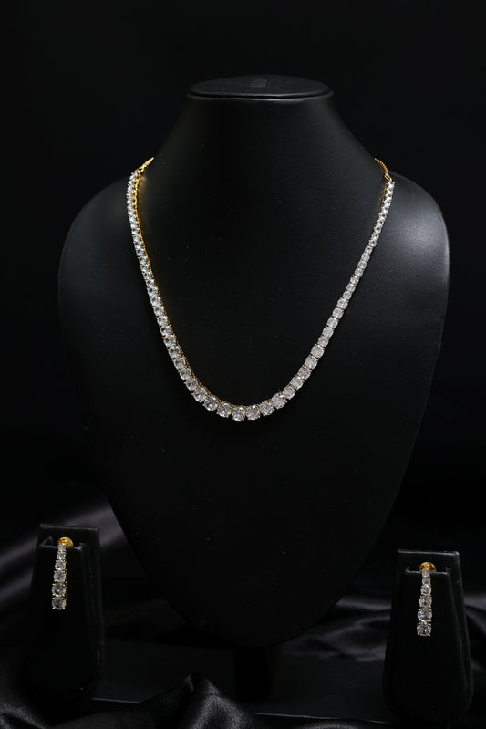 Gold Plated Elegant Solitaire Necklace Set