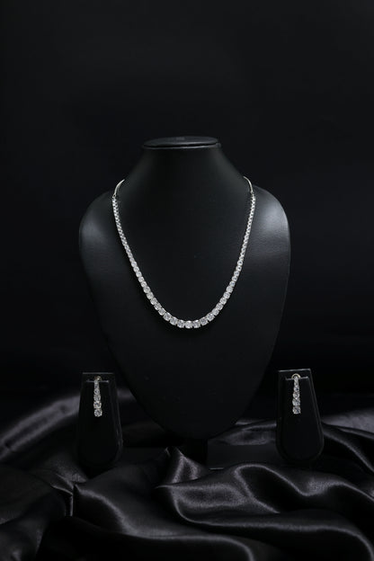 Rhodium Plated Elegant Solitaire Necklace Set