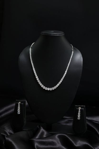 Rhodium Plated Elegant Solitaire Necklace Set
