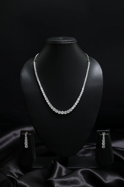 Rhodium Plated Elegant Solitaire Necklace Set