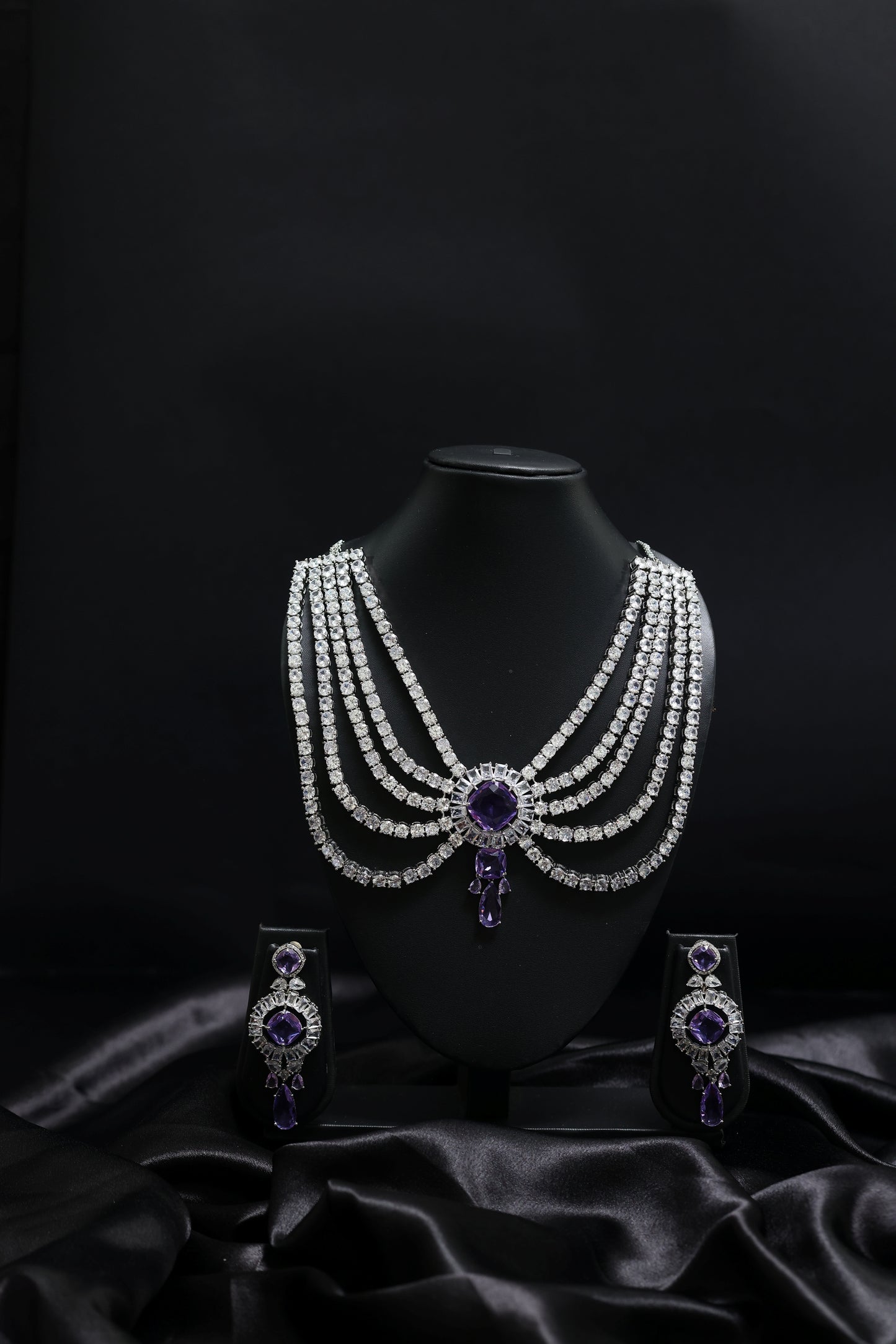 the maharani diamond & amethyst necklace set - inspired by neeta ambani
