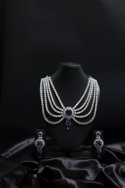 The Maharani Diamond & Amethyst Necklace Set - Inspired By Neeta Ambani