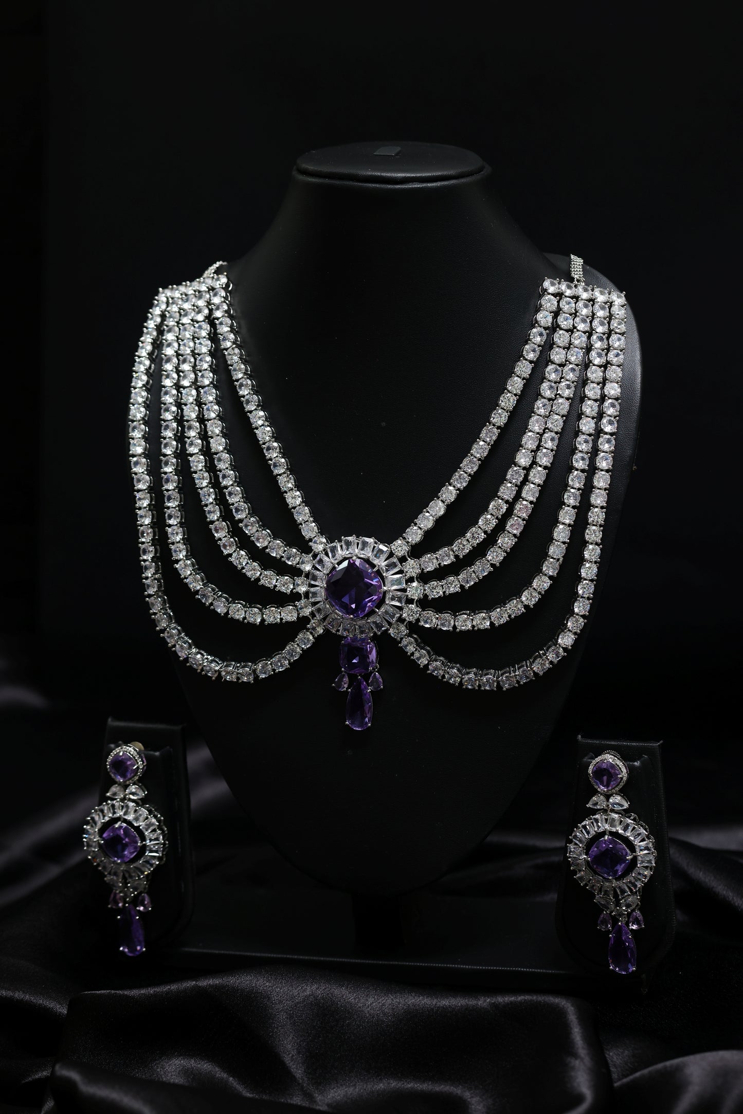 the maharani diamond & amethyst necklace set - inspired by neeta ambani