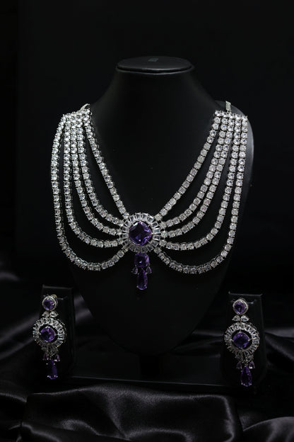The Maharani Diamond & Amethyst Necklace Set - Inspired By Neeta Ambani