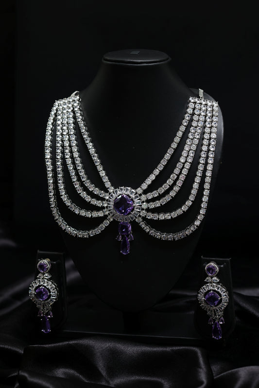 The Maharani Diamond & Amethyst Necklace Set - Inspired By Neeta Ambani
