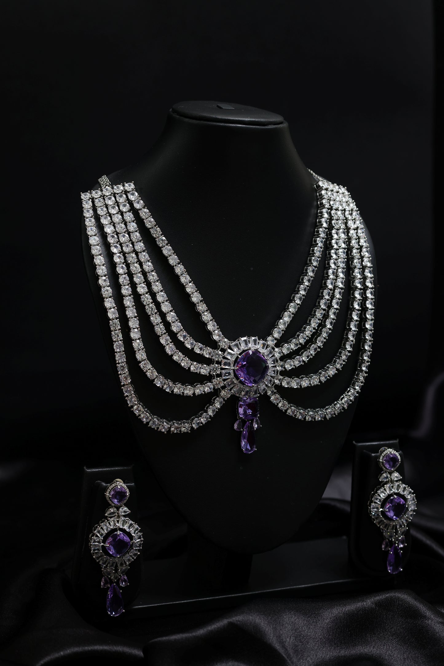 the maharani diamond & amethyst necklace set - inspired by neeta ambani