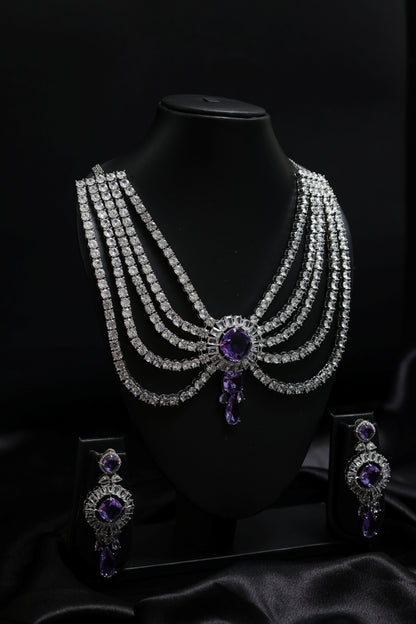 The Maharani Diamond & Amethyst Necklace Set - Inspired By Neeta Ambani