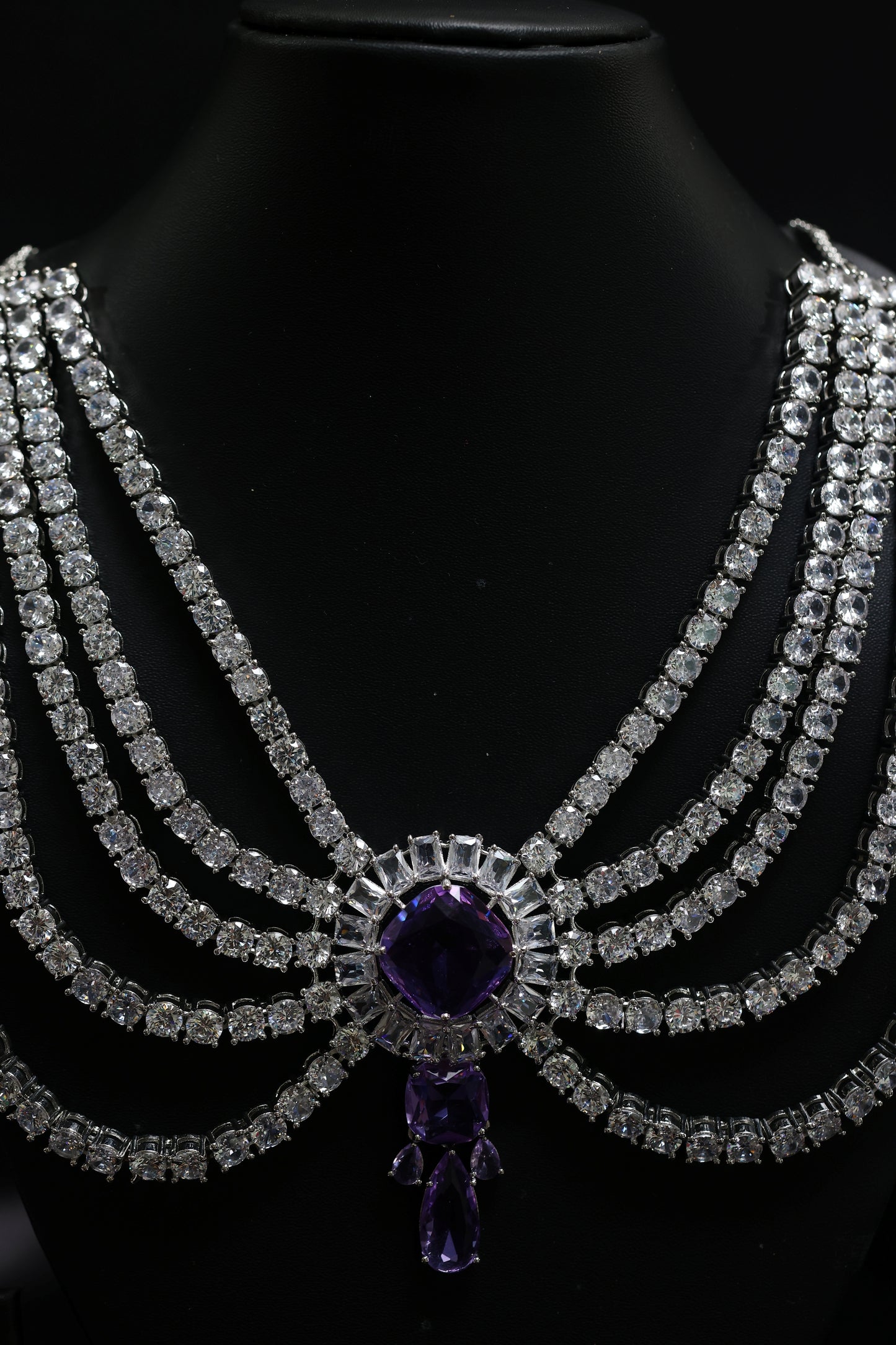 the maharani diamond & amethyst necklace set - inspired by neeta ambani
