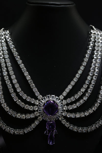 The Maharani Diamond & Amethyst Necklace Set - Inspired By Neeta Ambani