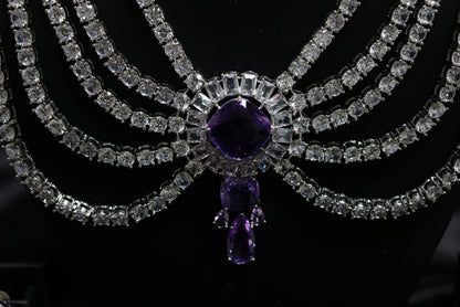 The Maharani Diamond & Amethyst Necklace Set - Inspired By Neeta Ambani