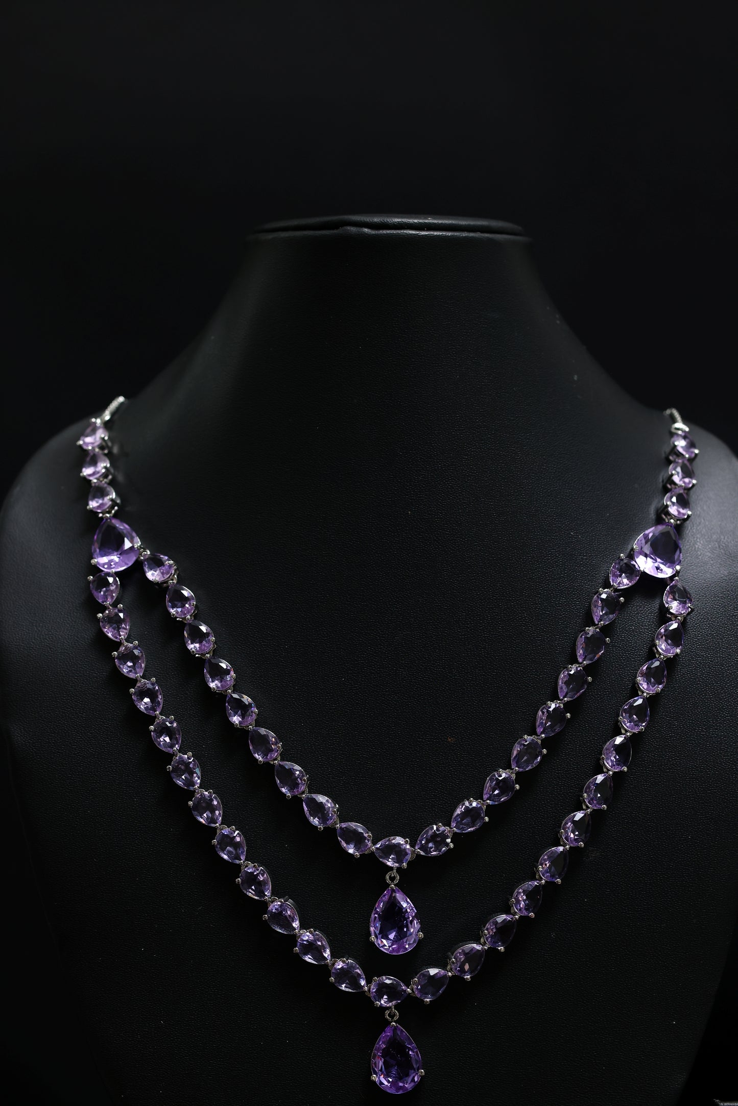 elegant purple amethyst cascading necklace set