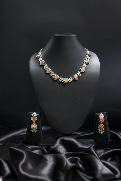 Heart Shaped Yellow Sapphire & Diamond Necklace Set
