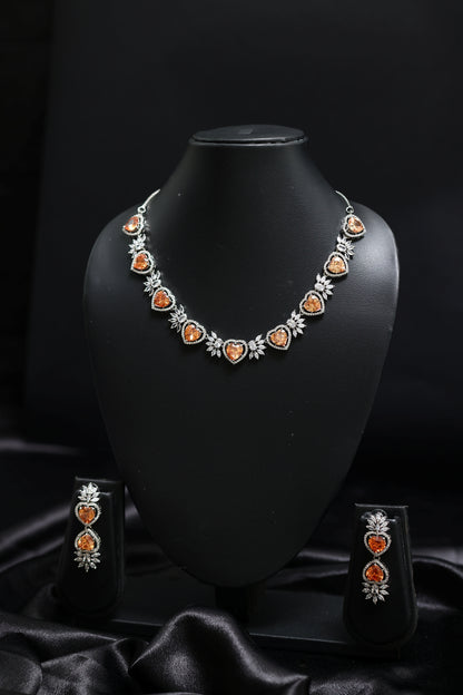 Heart Shaped Yellow Sapphire & Diamond Necklace Set