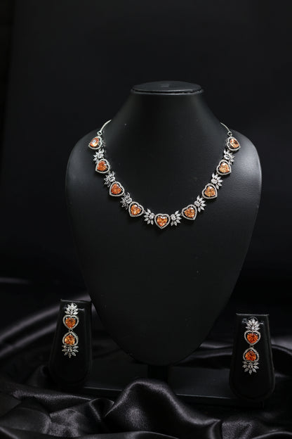 Heart Shaped Yellow Sapphire & Diamond Necklace Set
