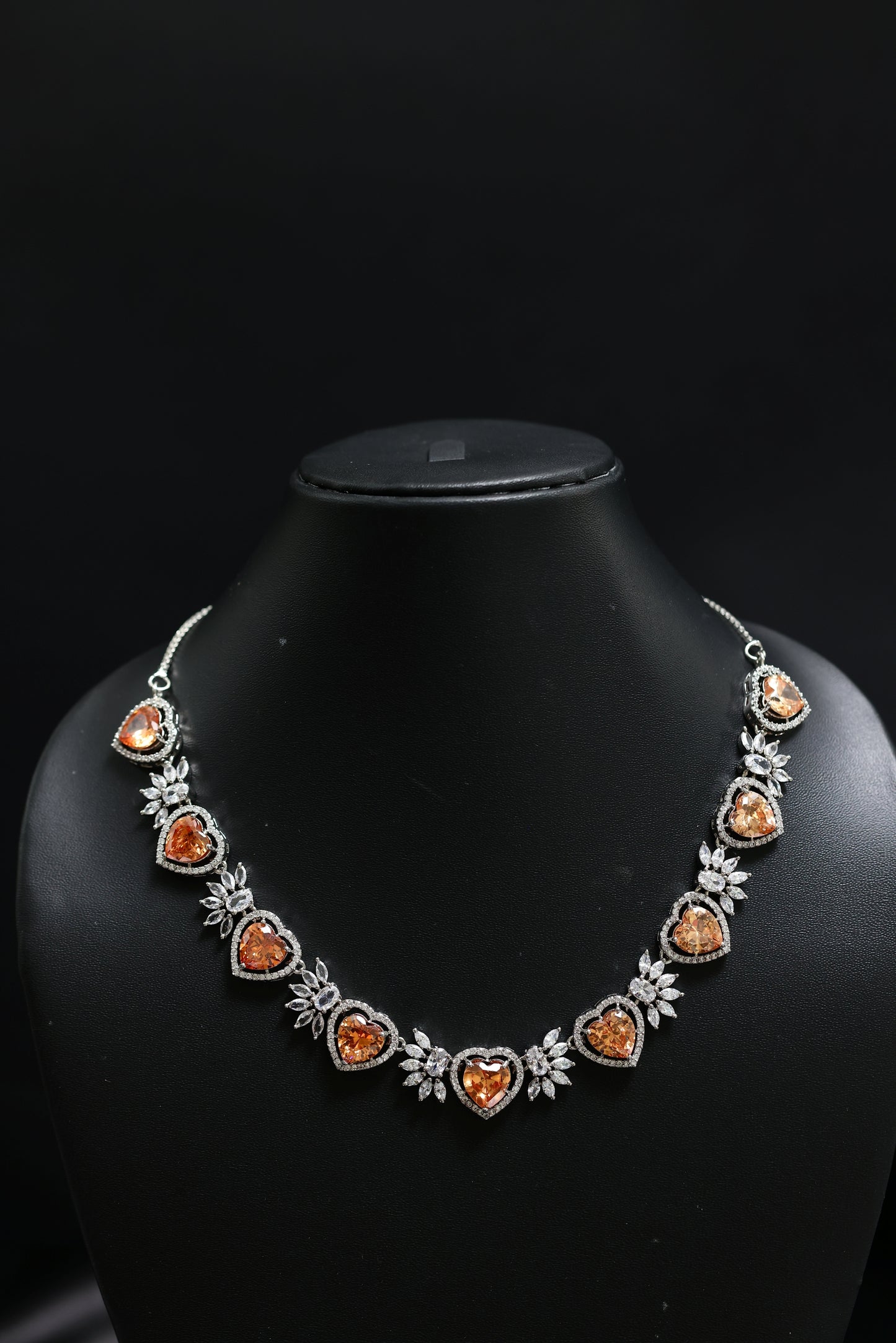 heart shaped yellow sapphire & diamond necklace set