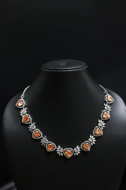 Heart Shaped Yellow Sapphire & Diamond Necklace Set