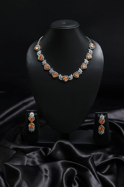 Heart Shaped Yellow Sapphire & Diamond Necklace Set