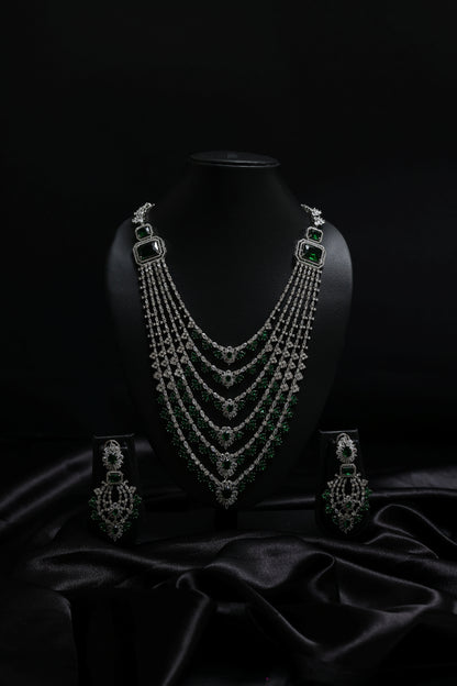 Royal Queen Emerald & Diamond Necklace Set