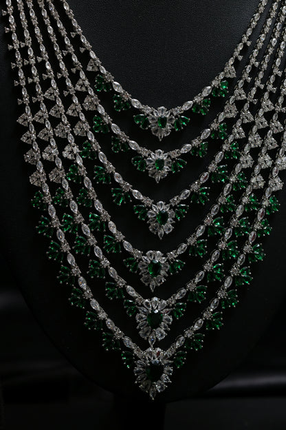 Royal Queen Emerald & Diamond Necklace Set