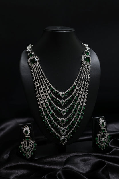 Royal Queen Emerald & Diamond Necklace Set