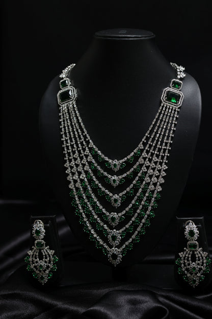 Royal Queen Emerald & Diamond Necklace Set