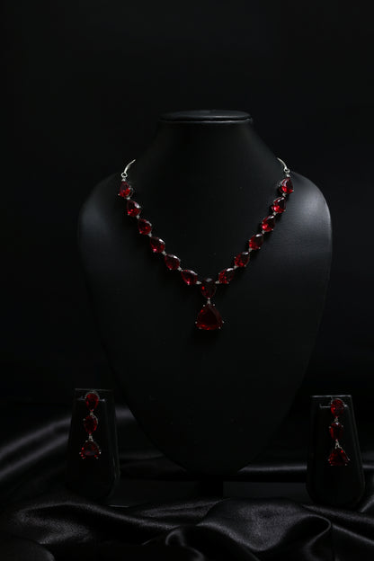 Leaf Premium Ruby Statement Necklace Set
