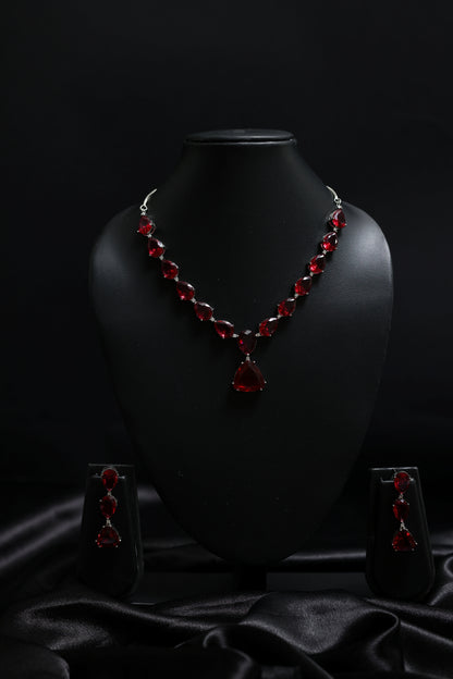 Leaf Premium Ruby Statement Necklace Set