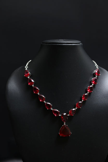 Leaf Premium Ruby Statement Necklace Set