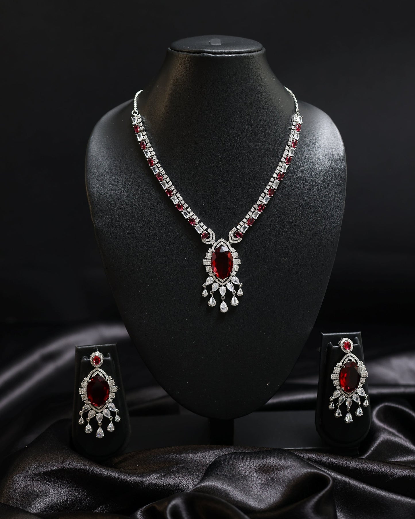 marquise ruby diamond necklace set