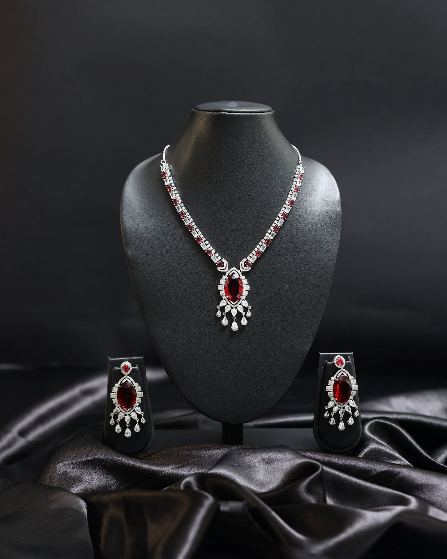 marquise ruby diamond necklace set