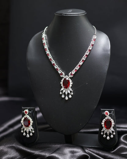 Marquise Ruby Diamond Necklace Set