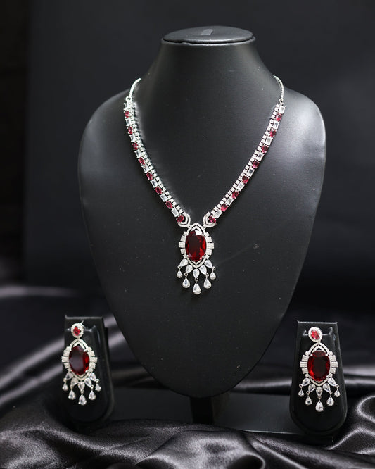 Marquise Ruby Diamond Necklace Set