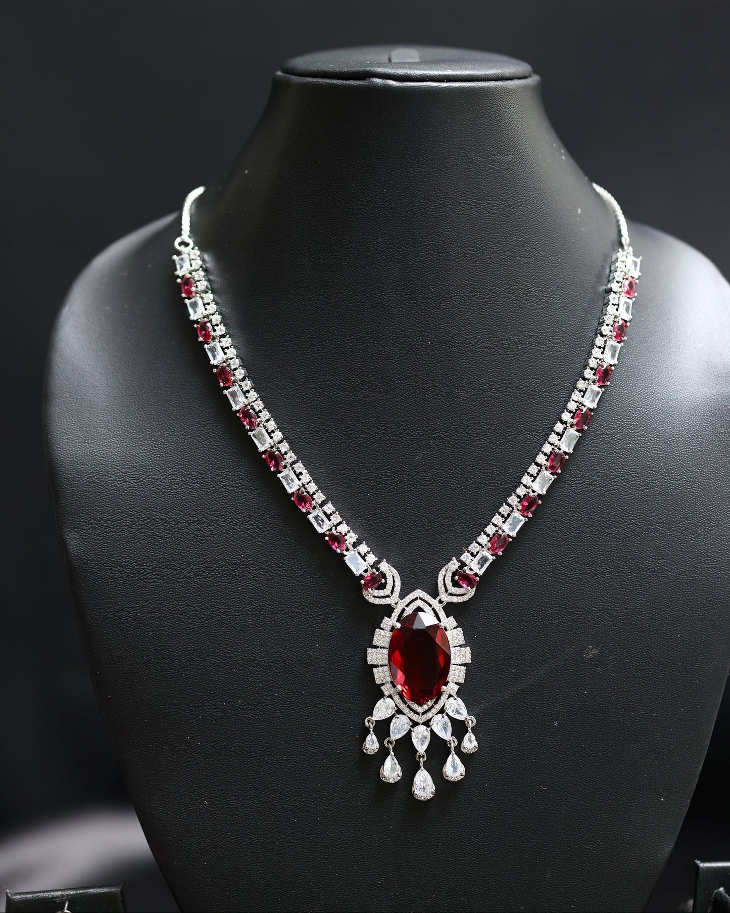 marquise ruby diamond necklace set