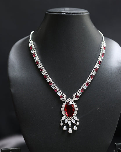 Marquise Ruby Diamond Necklace Set