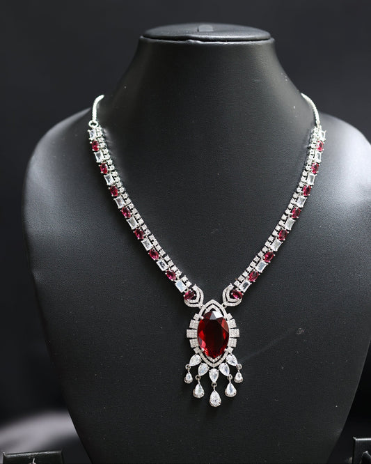 Marquise Ruby Diamond Necklace Set