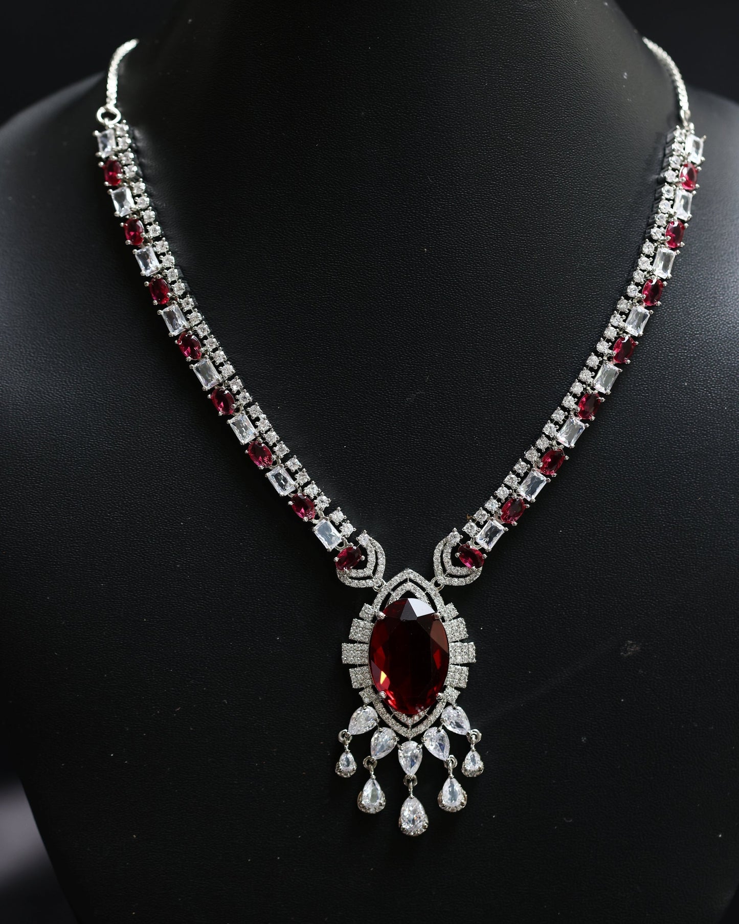 marquise ruby diamond necklace set
