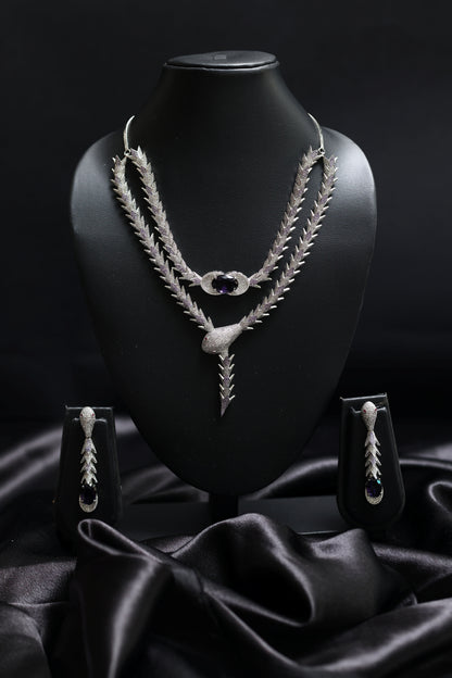 Coiled Glamourous Amethyst with Stunning Diamond Necklace Set