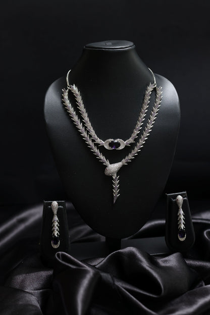 Coiled Glamourous Amethyst with Stunning Diamond Necklace Set