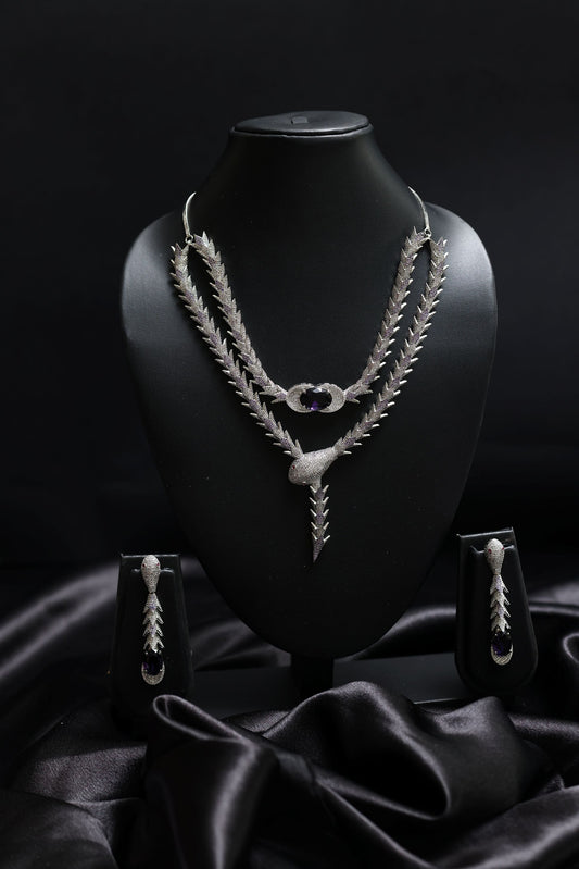 Coiled Glamourous Amethyst with Stunning Diamond Necklace Set