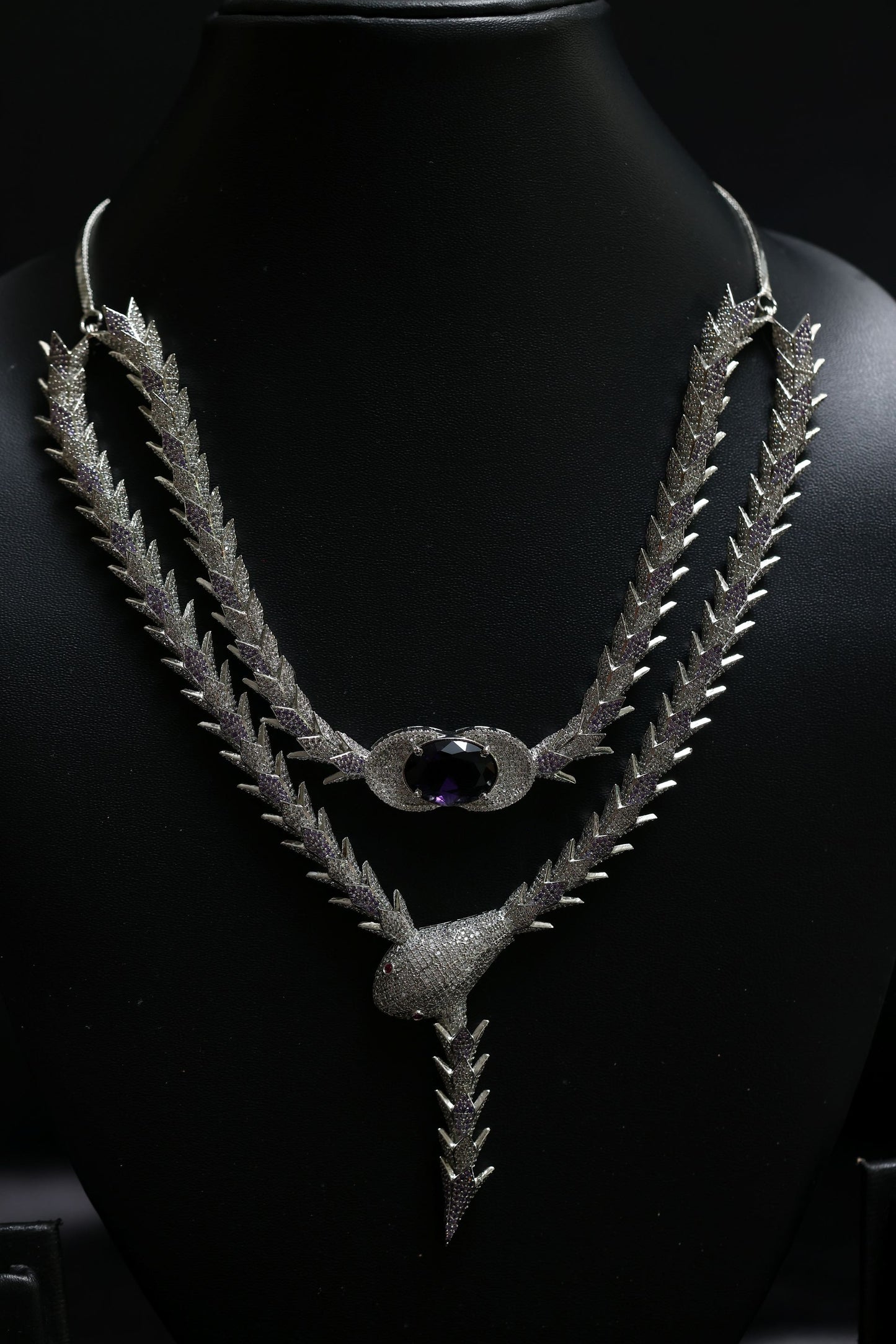 coiled glamourous amethyst with stunning diamond necklace set