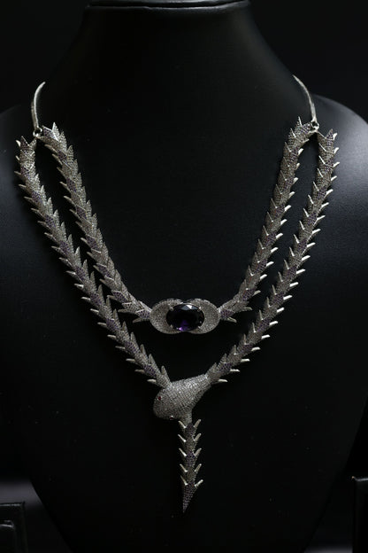 Coiled Glamourous Amethyst with Stunning Diamond Necklace Set