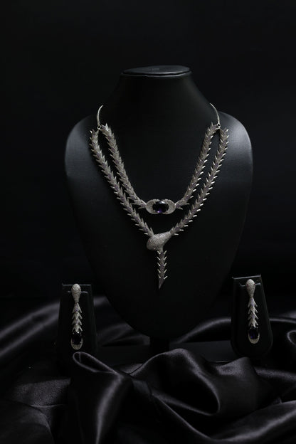 Coiled Glamourous Amethyst with Stunning Diamond Necklace Set