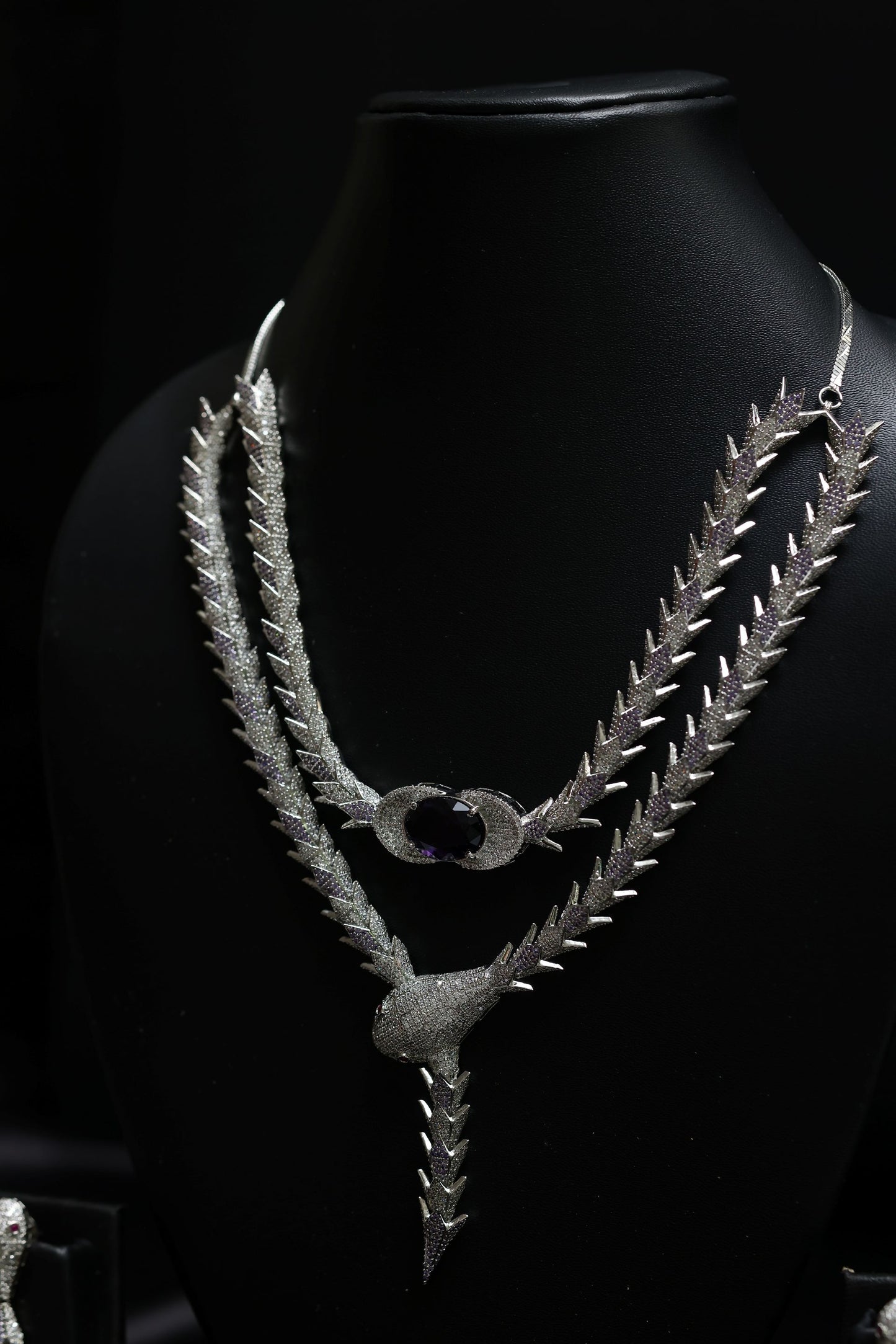 coiled glamourous amethyst with stunning diamond necklace set