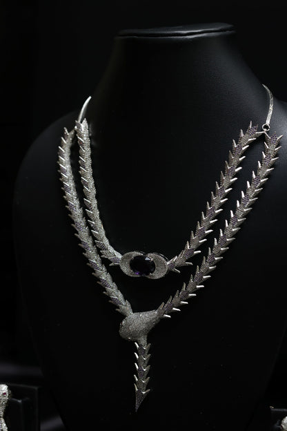 Coiled Glamourous Amethyst with Stunning Diamond Necklace Set