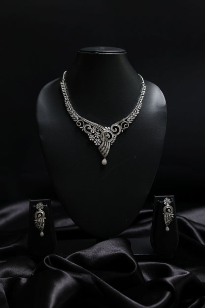 Stunning Bridal Floral - V shaped Neclace Set