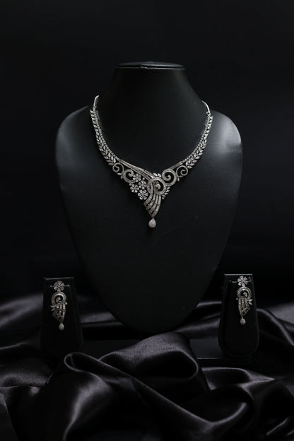 Stunning Bridal Floral - V shaped Neclace Set