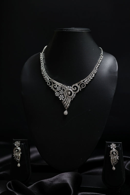 Stunning Bridal Floral - V shaped Neclace Set