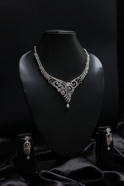 Stunning Bridal Floral - V shaped Neclace Set